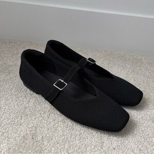 VIVAIA Black Knit Mary Jane Flats Square Toe Stretch Comfortable EU 39.5 US 8.5